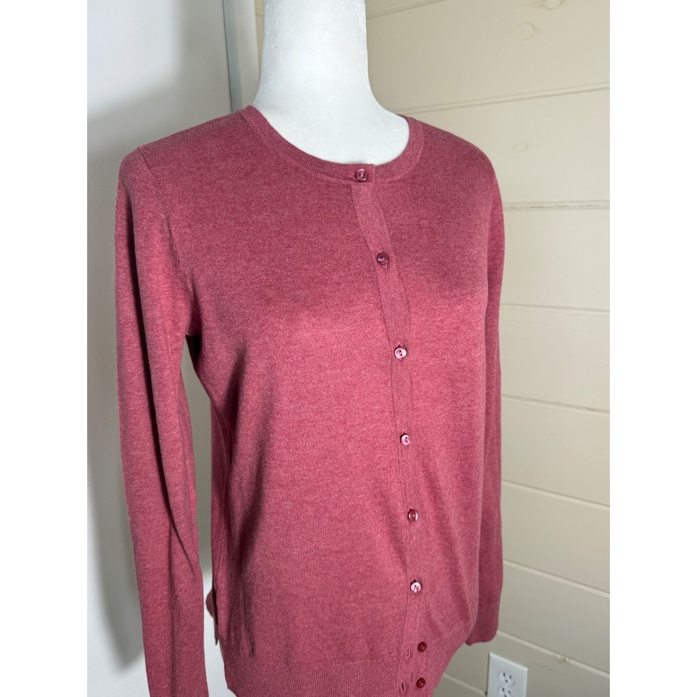 Loft Cardigan Small Mauve Blush Lightweight Crew Neck Sweater Capsule Casual